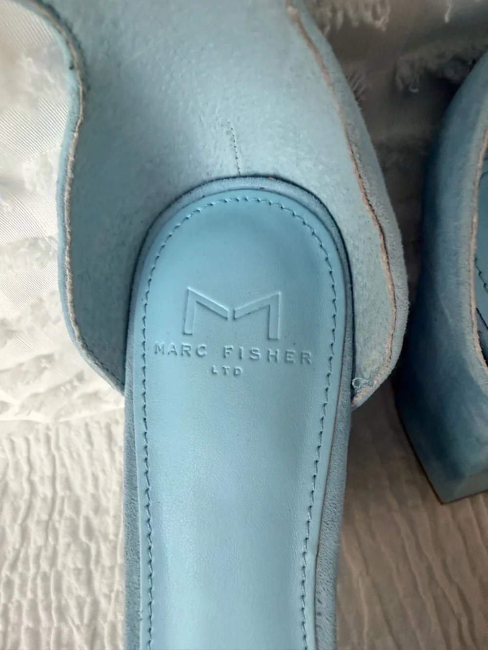 Marc Fisher Sky Blue Suede Platform Ankle-Strap Block Heel Sandals